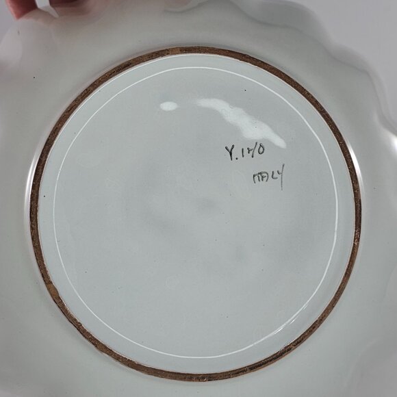 1970s Italian Majolica Palm Beach Style Seashell Embossed Serving Bowl Scalloped - Picture 8 of 8